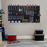 48x24 inch Black Metal Pegboard Kit for Wall Organization with Hooks, Garage Storage Bins, and Utility Tool Board, Efficient