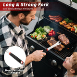 BBQ Tools Set, Heavy Duty Stainless Steel Spatula, Fork & Tongs with Portable Bag, Essential Accessories for Barbecue