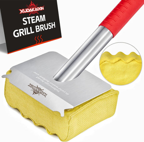 Grill Brush Bristle Free,Aramid Fiber Wavy Pad Seamless-Fit Cast Iron/Stainless-Steel Grates,BBQ Replaceable Scraper