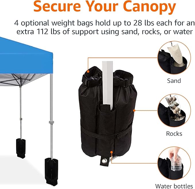 Amazon Basics Outdoor Pop Up 10 x 10 Canopy Tent for Events, Portable with Easy Setup, Includes Wheeled Carry Bag, 8 Pegs, 4
