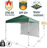 CROWN SHADES 10x10 Pop Up Canopy with 1 Side Wall - Beach Tent with One Push Setup - Outdoor Sun Shade for Events, Parties,