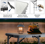 Small Folding Table 2FT Lightweight Portable Aluminum Camping Table for Picnic and Camping Mini Foldable with Adjustable