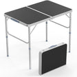 VINGLI 3FT Small Camping Table Adjustable Height Aluminum Folding Table for Picnic Party BBQ, Plastic RV Suitcase Table