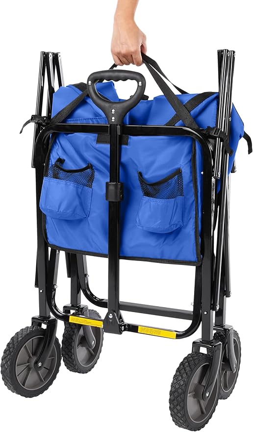 Amazon Basics Collapsible Folding Heavy Duty Utility Wagon for Outdoor Sports, 265 pounds Weight Capacity, Camping, Garden,