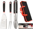 BBQ Tools Set, Heavy Duty Stainless Steel Spatula, Fork & Tongs with Portable Bag, Essential Accessories for Barbecue