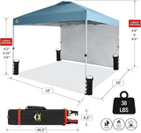 CROWN SHADES 10x10 Pop Up Canopy with 1 Side Wall - Beach Tent with One Push Setup - Outdoor Sun Shade for Events, Parties,
