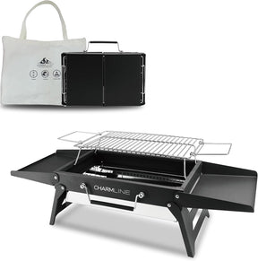 Charmline 14x9inch Foldable Portable Grill Charcoal, Compact Portable Grill for Outdoor Use, Desktop Charcoal Grill, BBQ