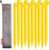 10-Pack Plastic Tent Stakes - 9-Inch Heavy Duty Canopy Anchoring Pegs for Camping, Gardening, Landscaping, Backpacking -