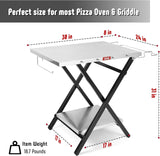 Outdoor Grill Table, Foldable Pizza Oven Stand & Blackstone Griddle Stand with Garage Rack & Tissue Holder, Folding Outdoor