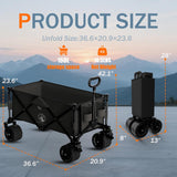 Collapsible Wagon Cart with Silent All-Terrain Wheels, Foldable Heavy Duty Beach Wagon with 330LB,Folding Cart with Cup