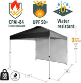 CROWN SHADES 10x10 Pop Up Canopy with 1 Side Wall - Beach Tent with One Push Setup - Outdoor Sun Shade for Events, Parties,