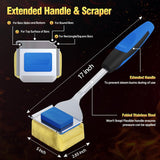 Grill Brush Bristle Free for Outdoor Grill, Steam Grill Cleaning Brush Replaceable BBQ Cleaner Brush Head,Extended Handle,