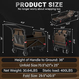 LEVELEVE Heavy Duty Folding Wagon - 2-in-1 Collapsible Cart, 400lb Capacity, All-Terrain Wheels w/Brakes & Side Pockets