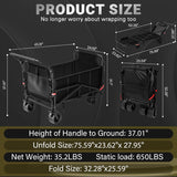 LEVELEVE Heavy Duty Folding Wagon - 2-in-1 Collapsible Cart, 650lb Capacity, All-Terrain Wheels w/Brakes & Side Pockets