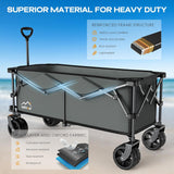 300L Extra Large Collapsible Foldable Wagon, 440lbs Load Capacity 48''L Extended Heavy Duty Folding Beach Wagon with Big