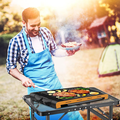 Camping Table Grill 4 Height Adjustable Small Folding 2FT Foldable Picnic Portable Grill Stand Mesh Outdoor Beach BBQ RV