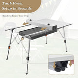 Athena Collection Foldable Camping Table, 47" Aluminum Outdoor Folding Camp Table with Mesh Layer Telescopic Legs and Carry