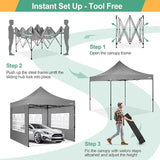 COBIZI 10x10 Pop Up Canopy Tent with 4 sidewalls Commercial Heavy Duty Canopy UPF 50+ All Weather Waterproof Outdoor Canopy
