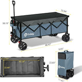 Sekey 48''L Collapsible Foldable Extended Wagon with 440lbs Weight Capacity, Heavy Duty 300L Folding Utility Garden Cart