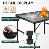 3x2 FT Folding Grill Table, Portable Camping Table for Outside, Adjustable Height Folding Table with Desktop & Mesh Bag,
