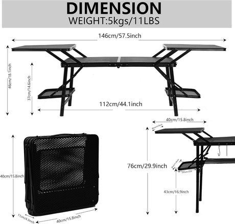Nice C Camping Table, Compact Folding Table, Grill Table, Outdoor Tables, Camping Tables That Fold Up Lightweight, with 4