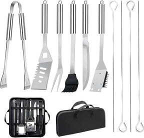 11Pcs Stainless Steel BBQ Grilling Accessories Set, Dad Gifts for Fathers Day Grilling Gifts,Portable Practical Grill Tools