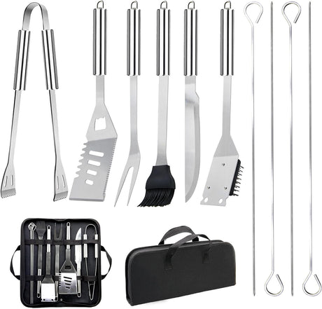 11Pcs Stainless Steel BBQ Grilling Accessories Set, Dad Gifts for Fathers Day Grilling Gifts,Portable Practical Grill Tools