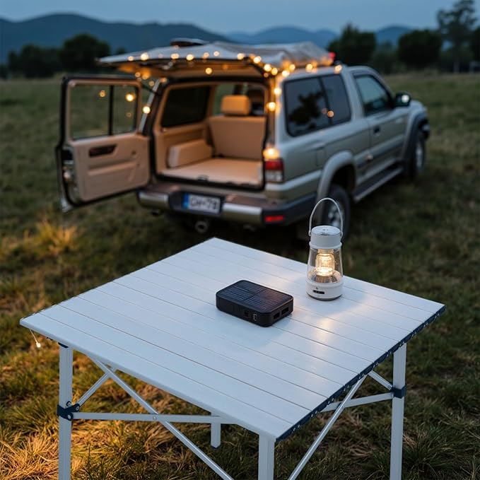 Athena Collection Foldable Camping Table, 28" Small Aluminum Outdoor Folding Camp Table with Roll Up Tabletop and Carry Bag,