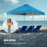 CROWN SHADES Adjustable Height on The Fly, 10x10 Pop Up Canopy - Beach Tent with One Push Setup - Easy Outdoor Sun Shade for