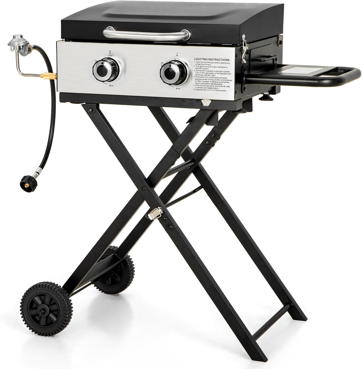 Sophia & William Portable Gas Grill Griddle, Small Propane BBQ grill with Foldable Legs & Wheels for Outdoor Barbecue,