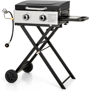 Sophia & William Portable Gas Grill Griddle, Small Propane BBQ grill with Foldable Legs & Wheels for Outdoor Barbecue,
