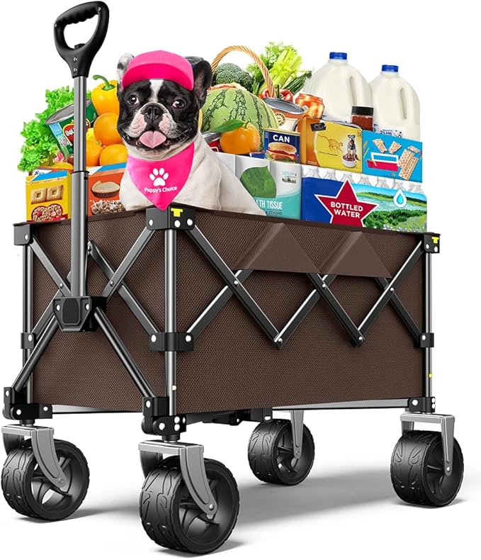 Beach Wagon,CollapsibleWagon 220lbs with Big Wheels Foldable Wagon Carts,Portable Utility for Garden Grocery Sports Camping