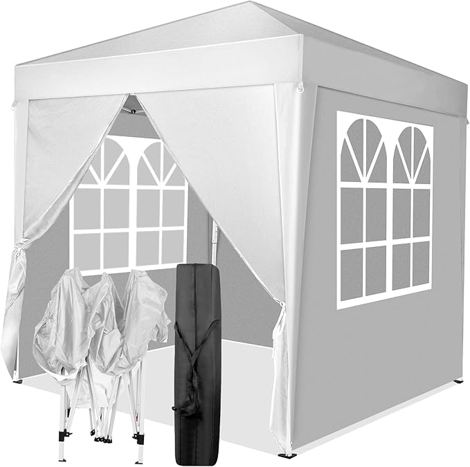 Outvita 6.5x6.5ft Pop Up Canopy Tent, Outdoor Instant Shelter Folding Canopy with 4 Side Walls and Carry Bag for Commercial