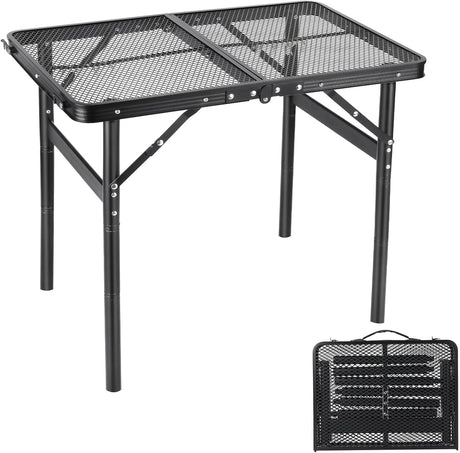 Camping Table Grill 4 Height Adjustable Small Folding 2FT Foldable Picnic Portable Grill Stand Mesh Outdoor Beach BBQ RV