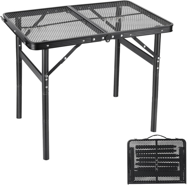 Camping Table Grill 4 Height Adjustable Small Folding 2FT Foldable Picnic Portable Grill Stand Mesh Outdoor Beach BBQ RV