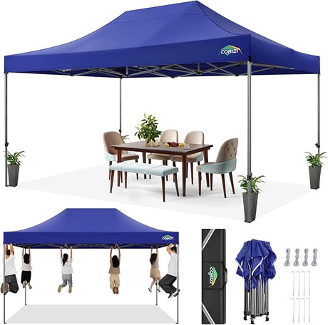 COBIZI 10x15 Heavy Duty Pop up Canopy Tent Easy Up Commercial Outdoor Canopy Wedding Party Tents for Parties All Season Wind