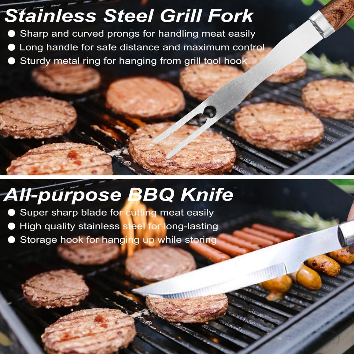 POLIGO 22PCS Heavy Duty BBQ Grill Accessories Set, Non-Slip Grill Tools for Outdoor Grill Set Thicker Stainless Steel Grill