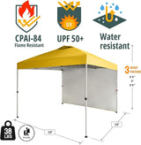 CROWN SHADES 10x10 Pop Up Canopy with 1 Side Wall - Beach Tent with One Push Setup - Outdoor Sun Shade for Events, Parties,