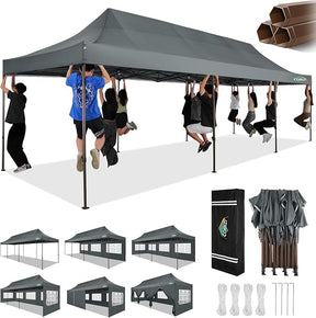 COBIZI 10x30 Pop Up Canopy Tent Heavy Duty with 8 Removable Sidewalls, Commercial Portable Tents for Parties Ez Up Canopy