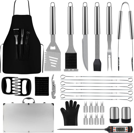 BBQ Accessories Grill Tools - Grilling Gifts for Men Dad, 32Pcs Heavy Duty Stainless Steel Barbecue Grill Accessories for
