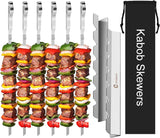 Kabob Skewers Stainless Steel Long BBQ Barbecue Skewers, Flat Metal Kebob Sticks Wide Reusable Grilling Skewers for Meat