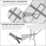 HLPB Folding Table Picnic Table, 8 ft Portable Camping Table with Handle and Safety Locks, Foldable Table Plastic Dining