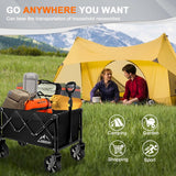 Collapsible Wagon Cart with Wheels Foldable, Folding Wagons Carts with Silent Universal Wheels, Large Grocery Cart On