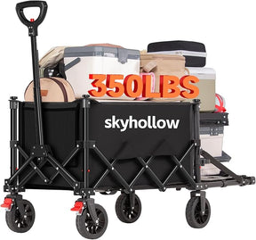 Collapsible Wagon Cart with Wheels Foldable,Folding Beach Wagons Carts Foldable for Grocery Shopping Camping Garden Fishing