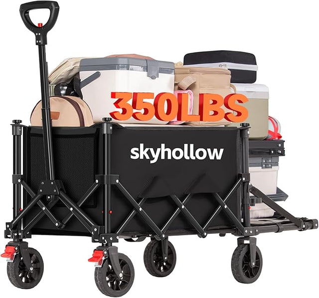 Collapsible Wagon Cart with Wheels Foldable,Folding Beach Wagons Carts Foldable for Grocery Shopping Camping Garden Fishing