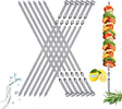 Large Metal Skewers For Grilling,Shish Kebab Skewer 23.6" Skewers For Kabobs Flat Barbecue Skewer Stainless Steel BBQ Grill