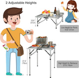 REDCAMP 24" Square Folding Grill Table for Outside, Lightweight Portable Metal Aluminum Outdoor Grill Table with Adjustable