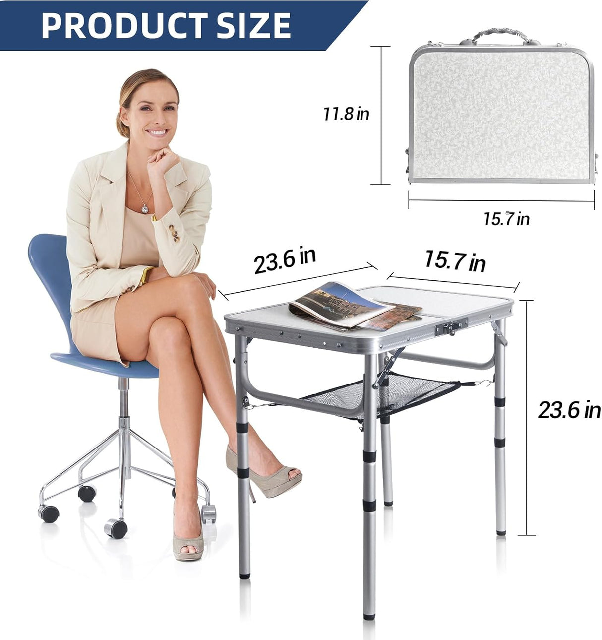 Small Folding Table 2FT Lightweight Portable Aluminum Camping Table for Picnic and Camping Mini Foldable with Adjustable