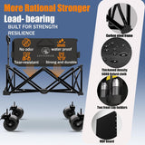 Collapsible Wagon Cart with Silent All-Terrain Wheels, Foldable Heavy Duty Beach Wagon with 330LB,Folding Cart with Cup