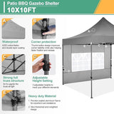 COBIZI 10x10 Pop Up Canopy Tent with 4 sidewalls Commercial Heavy Duty Canopy UPF 50+ All Weather Waterproof Outdoor Canopy